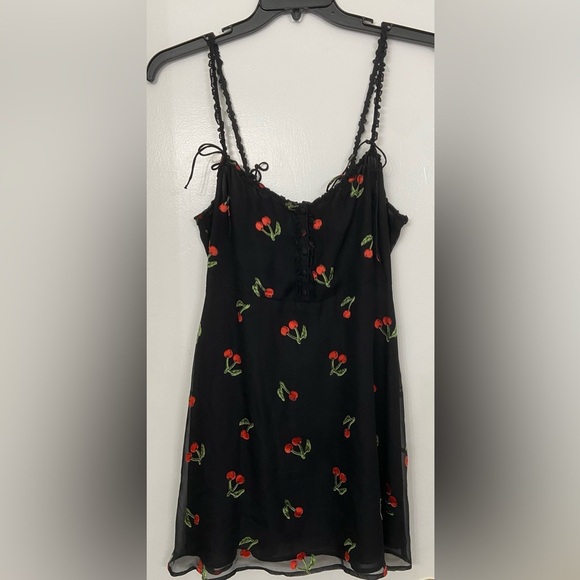 For Love & Lemons Cherry Twist Tank Mini Dress Cherry Burnout Black Size Large - Picture 9 of 9
